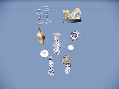 Interior Decorative Ornament Set With Vases Candle Holders And Sculptural Pieces 3d model
