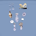 Interior Decorative Ornament Set With Vases Candle Holders And Sculptural Pieces
