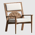 Modern Wooden Frame Accent Chair With White Upholstered Seat And Circular Back Design