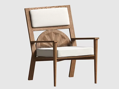 Modern Wooden Frame Accent Chair With White Upholstered Seat And Circular Back Design 3d model
