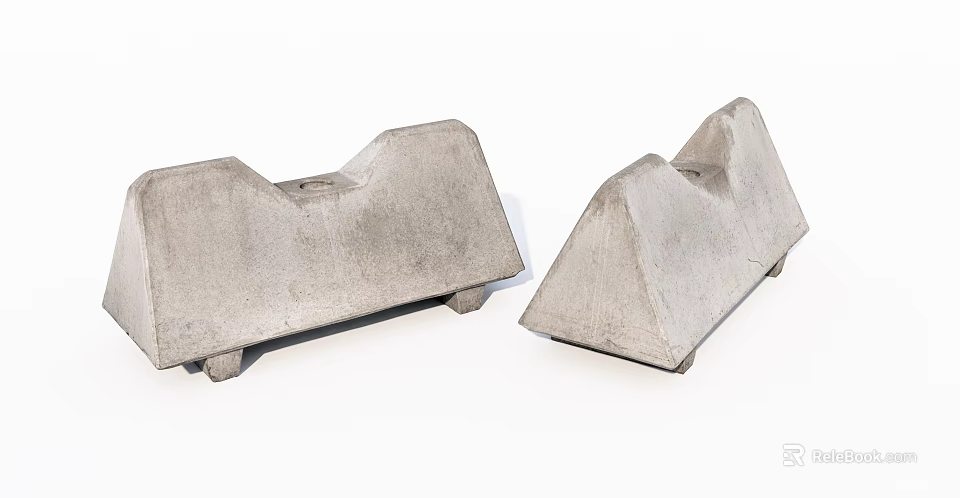 Concrete Fence Blocks With Wedge Shape And Stable Support Base 3d model 