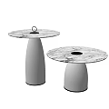 Two Modern Coffee Tables With Marble Top And Textured Cylindrical Base 3d model