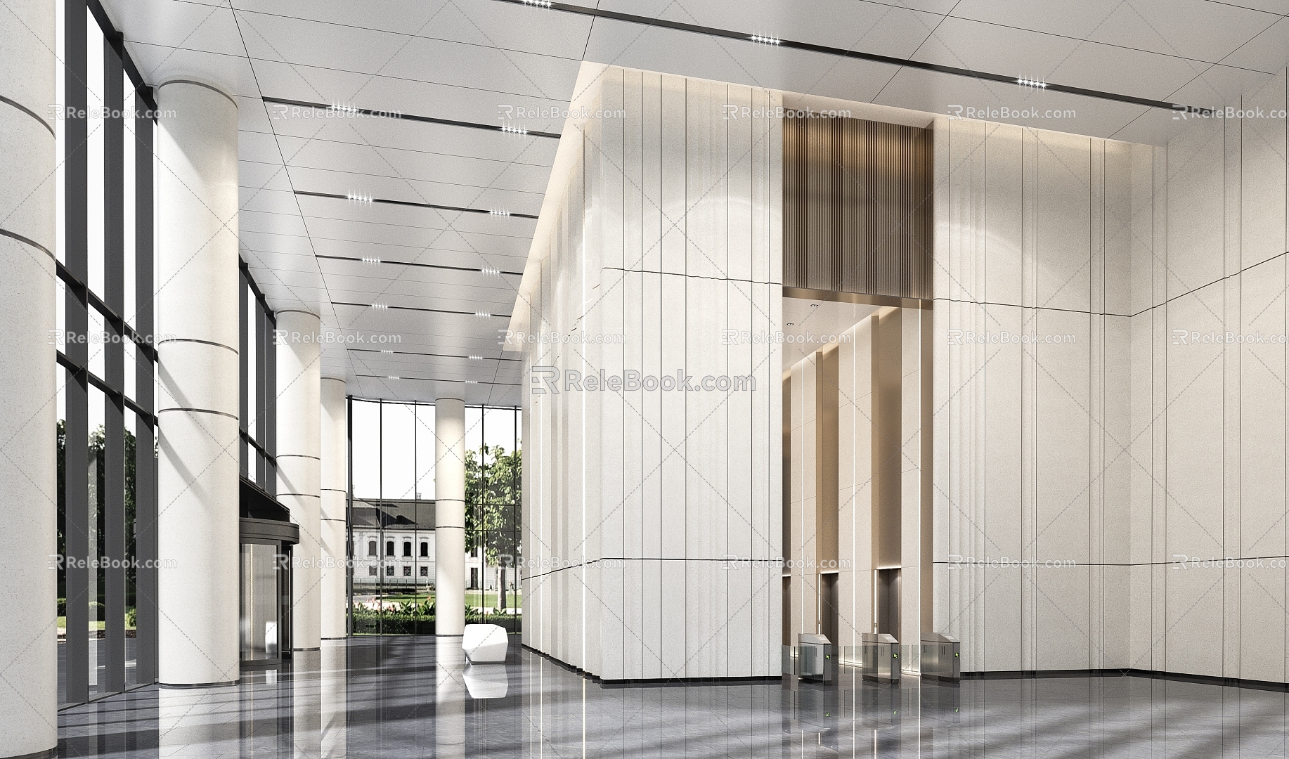 Modern Office Hall 3d model