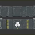 Durable Blue Technical Containers With Yellow Radioactive Symbols And Metallic Structure