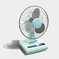 Modern Air Conditioner Fan With Light Blue Base And Metal Grille