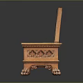 Elegant Antique Wooden Bench With Intricate Carved Backrest And Decorative Legs