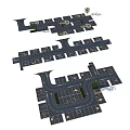 Multi Layout Parking Lot Design With Driveways Parking Spaces Entrance Exit And Trees