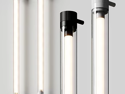 Modern Wall Lamps With Glass Tube Design And Black Gray Bases For Home Decor 3d model