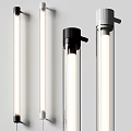 Modern Wall Lamps With Glass Tube Design And Black Gray Bases For Home Decor