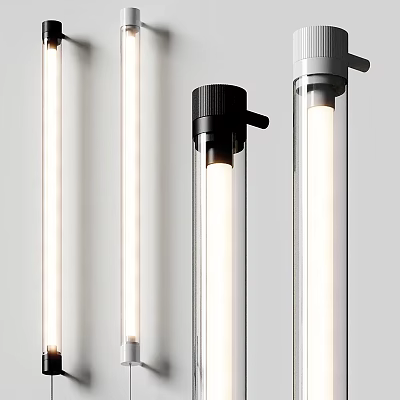 Modern Wall Lamps With Glass Tube Design And Black Gray Bases For Home Decor 3d model