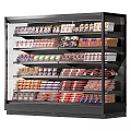 Refrigerated Display Case Shelves With Neatly Arranged Packaged Meats And Sausages