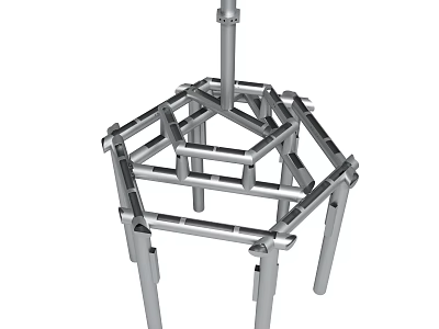 Hexagonal Metal Frame Structure With Support Bars And Connecting Joints 3d model