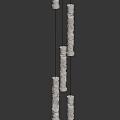 Carved White Columnar Pendant Hanging With Intricate Design And Multiple Columns 3d model
