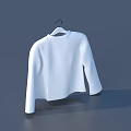 Simple Minimalist White Cropped Sweatshirt Hanging On Hanger Against Gray Background