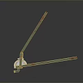 Green Metal Stand with L Shaped Structure Red Rust and White Wheels