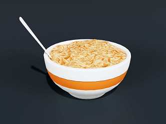 Instant noodles in a bowl 3d model