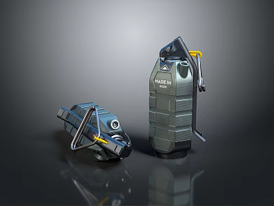 Tactical Hand Grenades Featuring Falcon Model And Compact Design With Yellow Components 3d model