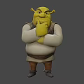 Shrek Animated Character With Green Skin Yellow Ears And Thoughtful Pose