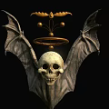 Gothic Skull with Bat Wings and Golden Ornaments Decorative Ornament Set