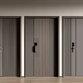 Modern Gray Hinged Doors With Different Textures And Black Door Handles 3d model