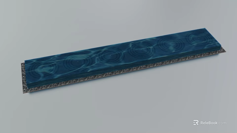 Blue Garden Decorative Strip With Circular Patterns And Ornate Border Design 3d model 