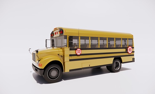 Modern school bus engineering vehicle 3d model