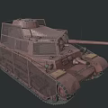 Rusty Military Tank With Turret Cannon Tracks And Metal Armor Details