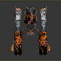 Orange Black Sci Fi Mechanical Structure Featuring Complex Components And Dual Long Sections 3d model