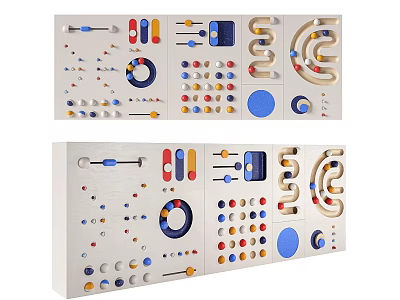 Sports Equipment Colorful Panel with Various Shapes Circles Bars and Spirals 3d model