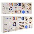 Sports Equipment Colorful Panel with Various Shapes Circles Bars and Spirals