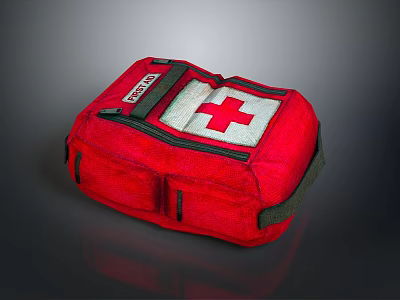 Red First Aid Kit With White Cross Design For Emergency Medical Portable Compact Travel Use 3d model