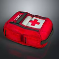 Red First Aid Kit With White Cross Design For Emergency Medical Portable Compact Travel Use