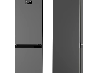 Modern Kitchen Refrigerator Gray Double Door With Sleek Design And Home Appliance 3d model