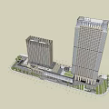 Modern High Rise Hotel Buildings With Connected Base And Exterior Design Elements 3d model