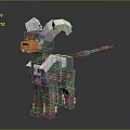 Pixelated Dog Like Creature Game Character With White Horns Orange Nose And Gray Body