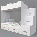 White Bunk Bed With Drawers Mattress Pillows And Storage In Kids Bedroom