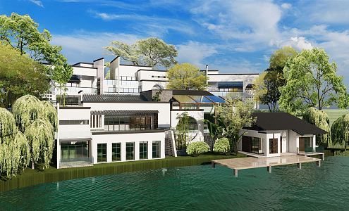 New Chinese Townhouse Villa 3d model