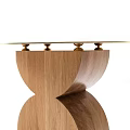 Stylish Wooden Side Table With Unique Curved Base And Round Top 3d model