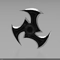 Black And Silver Three Bladed Shuriken Metal Weapon Design With Reflective Surface On Dark Background