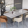 Modern Dining Table Set With Marble Top And Stylish Chairs For Interior Decor 3d model