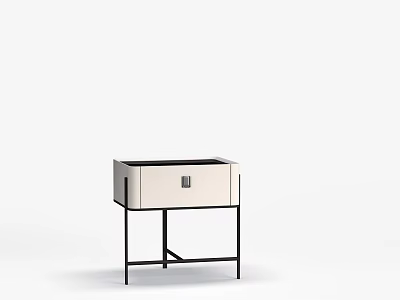 Modern Bedside Table With White Drawer And Black Metal Frame Design 3d model