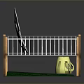 Practical Storage Rack with Wooden Legs Metal Frame Dishes and Yellow Container on Green Mat
