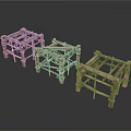 Three Rustic Handmade Wooden Frames With Crossed Supports And Natural Finish