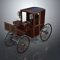 Vintage Wooden Carriage Design With Large Wheels And Classic Structure