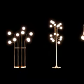 Stylish Floor Lamps Featuring Sphere Shaped Bulbs And Metallic Stands Modern Design