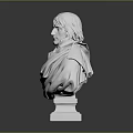 Classical White Marble Bust Statue With Flowing Cloak On Pedestal Base 3d model