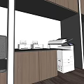 Modern Public Office Interior with White Workstations Computers Ergonomic Chairs Wooden Flooring and Exposed Ceiling