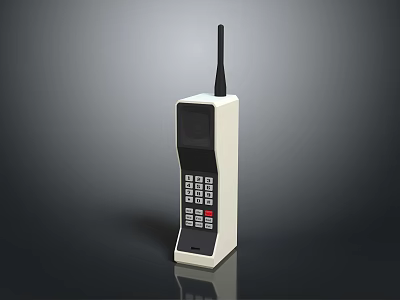 Vintage Digital Mobile Phone with Long Antenna Numeric Keypad and Display Screen Classic Communication Device 3d model