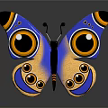 Vibrant Blue And Yellow Butterfly With Large Eye Patterns On Decorative Wings