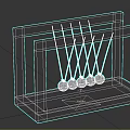 Decorative Ornament Set Featuring Newton's Cradle With Metal Balls And Black Frames